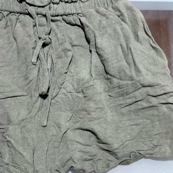 Princess Polly Green Paper bag Linen Shorts Women Size 4 Drawstring Pockets - Picture 4 of 4